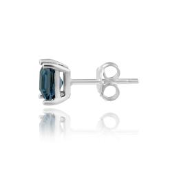 Glitzy Rocks Sterling Silver 1 1/2ct TGW London Blue Topaz Princess Stud Earrings