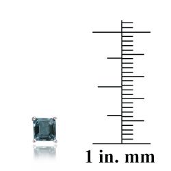Glitzy Rocks Sterling Silver 1 1/2ct TGW London Blue Topaz Princess Stud Earrings