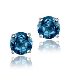 Glitzy Rocks Sterling Silver 1 1/6ct TGW London Blue Topaz 5-mm Stud Earrings