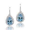 Glitzy Rocks Sterling Silver Swiss Blue Topaz and Diamond Accent Earrings