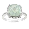 Sterling Silver Green Amethyst and 1/10ct TDW Diamond Ring (G-H, I3)