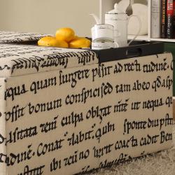Decor Storage Latin Script Linen Ottoman
