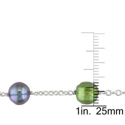 Silvertone Multi-colored FW Baroque Pearl Bracelet (8-9 mm)