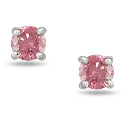 14k White Gold 1/4ct TDW Round Pink Diamond Stud Earrings