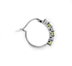 Sterling Silver Created Peridot and Cubic Zirconia Hoop Earrings