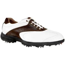  Etonic Men's Sof-Tech White/ Dark Brown Dress Golf Shoes