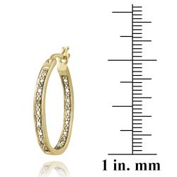 18k Gold over Silver Diamond Accent Inside-out Oval Hoop Earrings