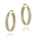 18k Gold over Sterling Silver Diamond Accent Inside-out Hoop Earrings