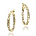 18k Gold over Silver Diamond Accent Inside-out Oval Hoop Earrings