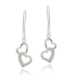 Sterling Silver Diamond Accent Interlocking Hearts Dangle Earrings