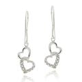 Sterling Silver Diamond Accent Interlocking Hearts Dangle Earrings