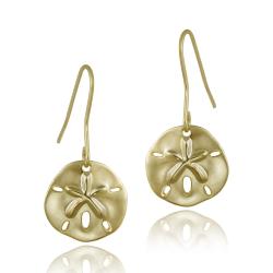 18k Yellow Gold over Sterling Silver Sand Dollar Dangle Earrings