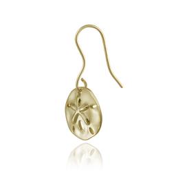 18k Yellow Gold over Sterling Silver Sand Dollar Dangle Earrings