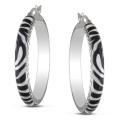 Sterling Silver Zebra Stripe Animal Painting Hoop Earrings