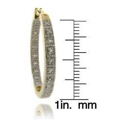 Fusion Gold Overlay Diamond Accent Hoop Earrings