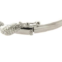 Fusion Silver Overlay Diamond Accent Twist Bangle Bracelet
