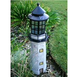 Grey 3-foot Large Lighthouse Fiberglass Solar LED Light