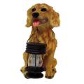 Golden Retriever Dog with Lantern Yellow Solar Light