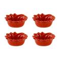 Appolia French Ceramic Cherry Red Sunflower Ramekins (Set of 4)