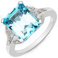 Sheila Kay Platinum Overlay Emerald-cut Blue Topaz Ring