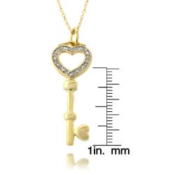 Fusion 14k Gold Overlay Diamond Accent Heart Key Necklace