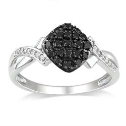 10k White Gold 1/4ct TDW Black and White Diamond Ring (G-H, I2-I3)
