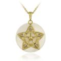 Two-tone Silver Mother of Pearl and Diamond Accent Filigree Star Necklace
