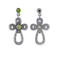 Sterling Silver Peridot Cross Earrings (Indonesia)