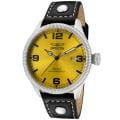 Invicta Men's 'Vintage' Yellow Dial Black Leather Watch