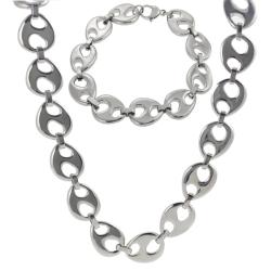 Stainless Steel Link Necklace and Bracelet Set