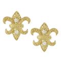 Tressa Goldplated Silver Cubic Zirconia Fleur de Lis Earrings