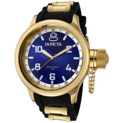 Invicta Men's 'Russian Diver' Blue Dial Black Polyurethane Watch