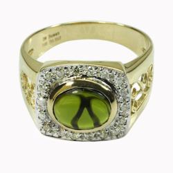 De Buman 10k Gold Men's Chrome Diopside and 1/4ct TDW Diamond Ring (Jk, I1) (Size 10.25)