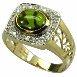 De Buman 10k Gold Men's Chrome Diopside and 1/4ct TDW Diamond Ring (Jk, I1) (Size 10.25)