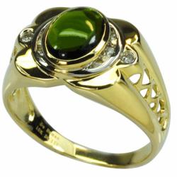 De Buman 10k Gold Men's Chrome Diopside and 1/10ct TDW Diamond Ring (JK,I1) (Size 10.25)
