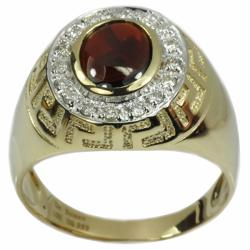De Buman 10k Gold Men's Garnet and 1/4ct TDW Diamond Ring (JK, I1)