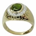De Buman 10k Gold Men's Diopside and 1/5ct TDW Diamond Ring (JK, I1)