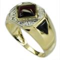 De Buman 10k Gold Men's Garnet, Agate and 1/10ct TDW Diamond Ring (JK, I1)