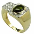 De Buman 10k Gold Men's Diopside and 1/5ct TDW Diamond Ring (JK, I1)