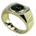 De Buman 10k Gold Men's Diopside and 1/6ct TDW Diamond Ring (JK, I1)