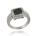Sterling Silver 1/10ct TDW Blue Diamond Square Ring