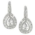 Journee Collection Silvertone CZ Teardrop Leverback Earrings