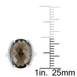 10k White Gold Smokey Quartz and Diamond Accent Ring (G-H, I2-I3)