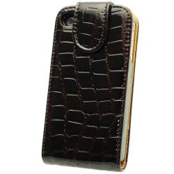 Premium iPhone 4 Dark Brown Crocodile Leather Case