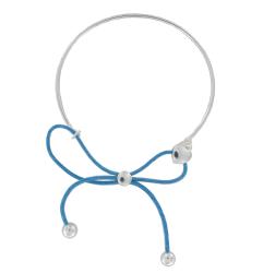 Sunstone Sterling Silver Blue Bow Beaded Bangle Bracelet