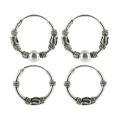Sunstone Sterling Silver Ethnic Bali Tribal Hoop Earring Set