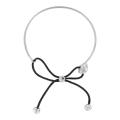 Sunstone Sterling Silver Black Bow Beaded Bangle Bracelet