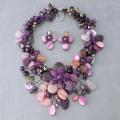 Purple and Black Floral 925 Jewelry Set (Thailand)