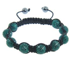 Eternally Haute Hematite and Emerald Green Crystal Eternity Macrame Bracelet
