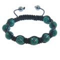 Eternally Haute Hematite and Emerald Green Crystal Eternity Macrame Bracelet